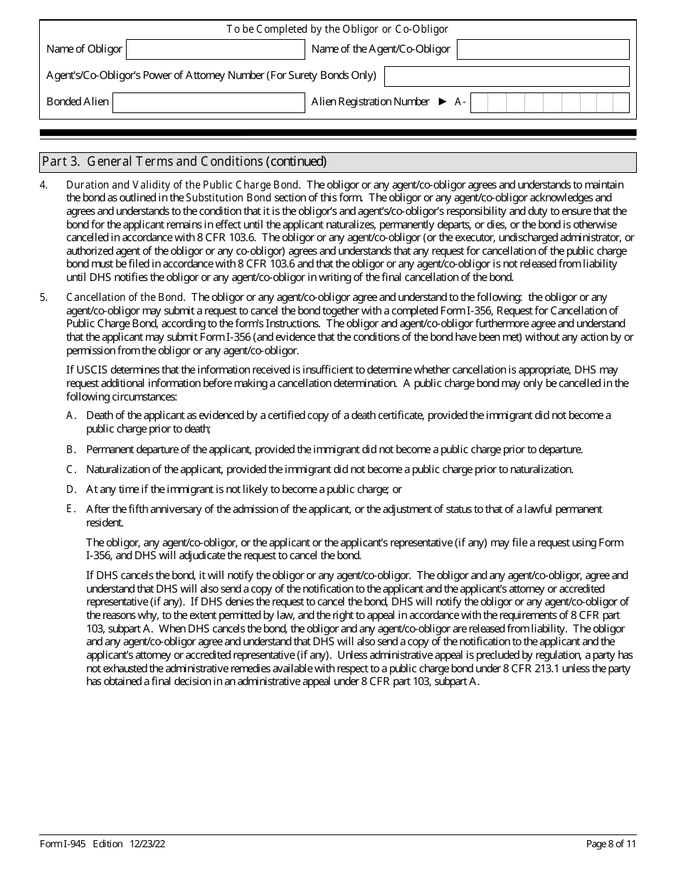 USCIS Form I-945 Public Charge Bond, Page 8