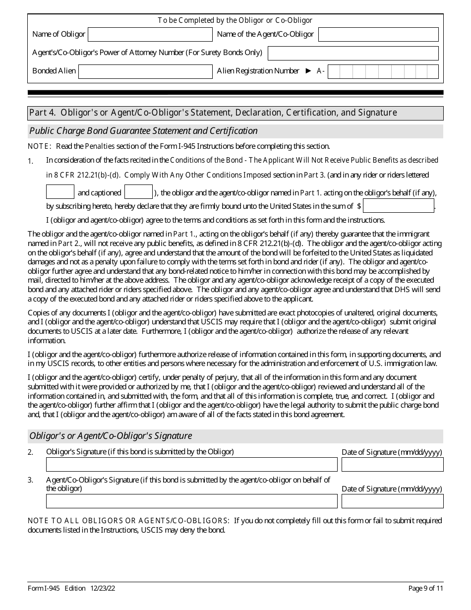 USCIS Form I-945 Public Charge Bond, Page 9
