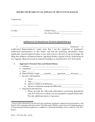 Document preview: Form BOTA-PW Affidavit of Financial Status (Individual) - Kansas