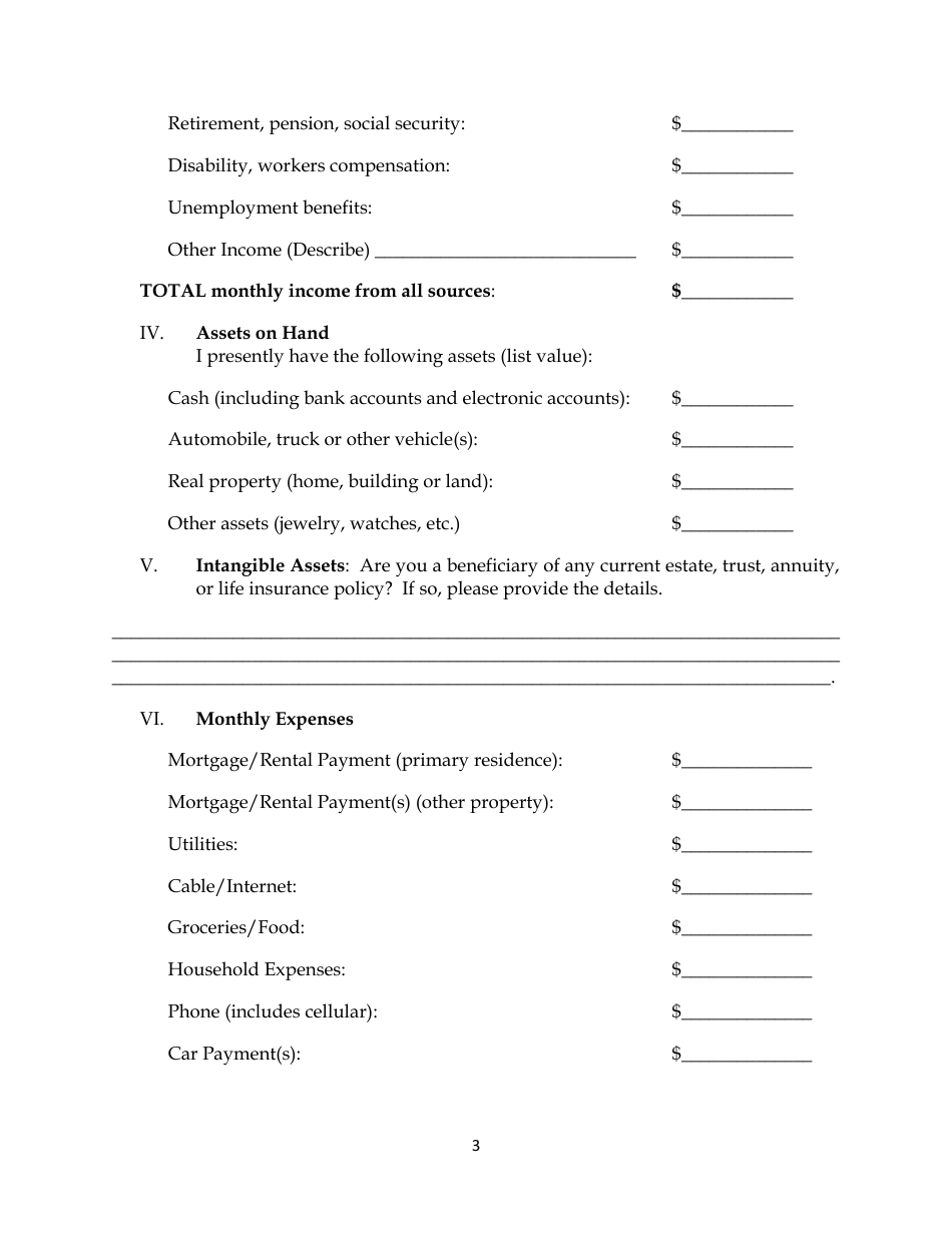 Form BOTA-PW Affidavit of Financial Status (Individual) - Kansas, Page 3