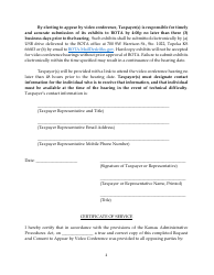 Request and Consent to Appear by Video Conference (Taxpayer) - Kansas, Page 2
