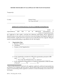 Document preview: Affidavit of Financial Status (Corporation/Trust) - Kansas