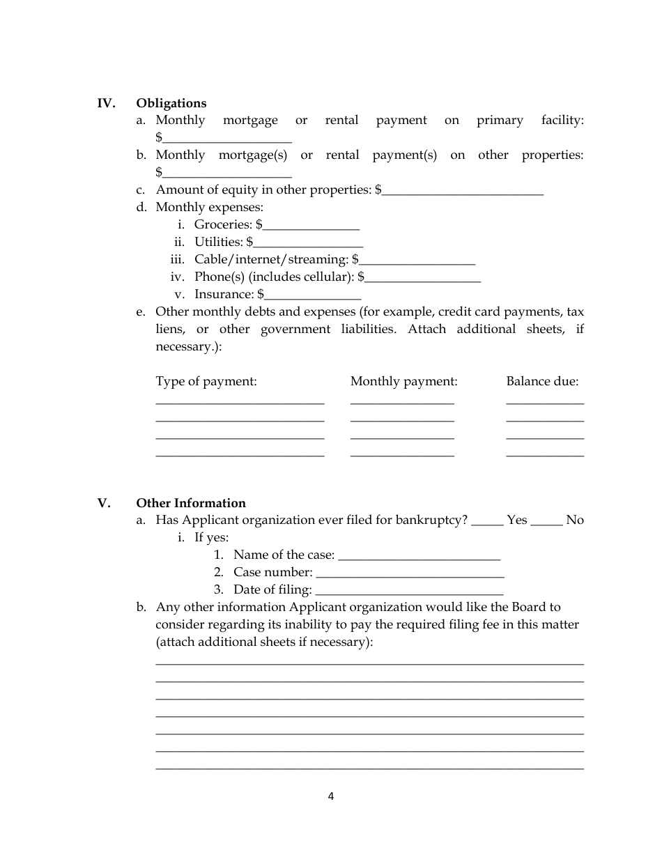 Affidavit of Financial Status (Corporation / Trust) - Kansas, Page 4