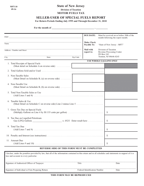 Form MFT-10  Printable Pdf