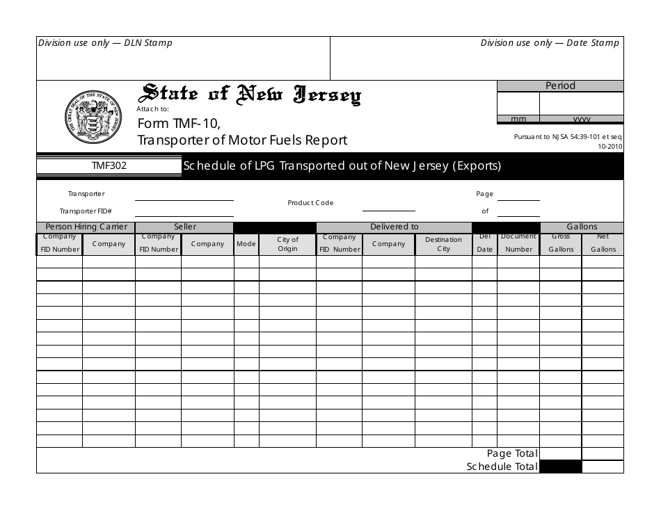 Form TMF-10 Transporter of Motor Fuels Report - New Jersey, Page 10