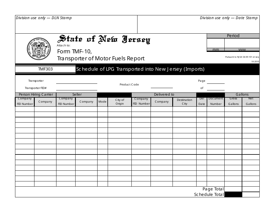 Form TMF-10 Transporter of Motor Fuels Report - New Jersey, Page 11