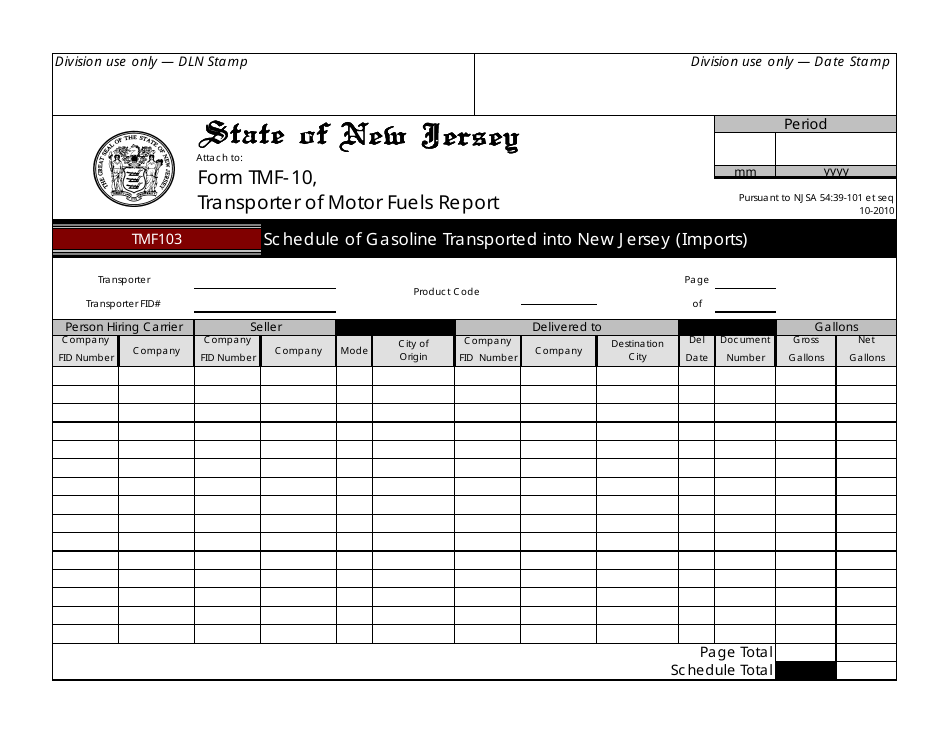 Form TMF-10 Transporter of Motor Fuels Report - New Jersey, Page 4