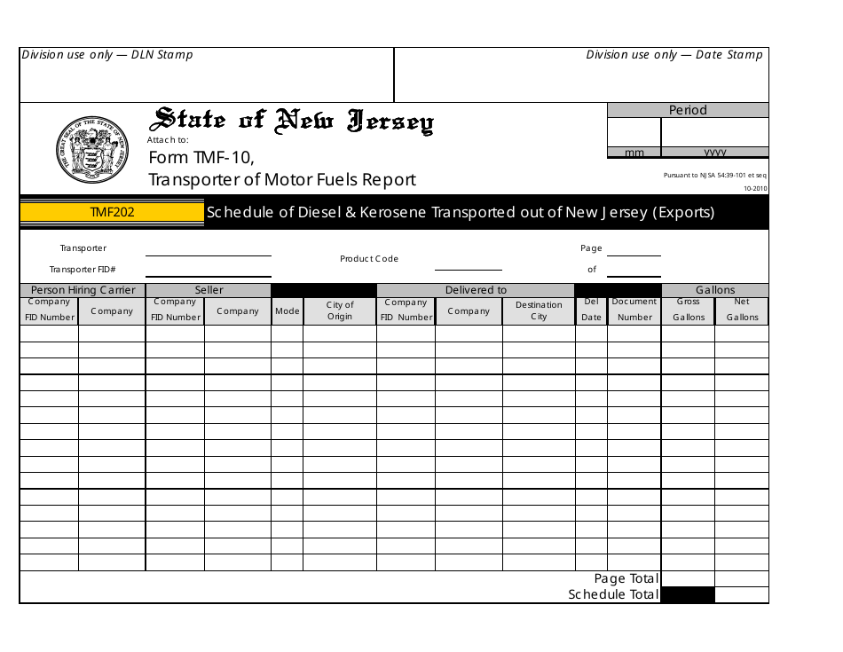 Form TMF-10 Transporter of Motor Fuels Report - New Jersey, Page 6