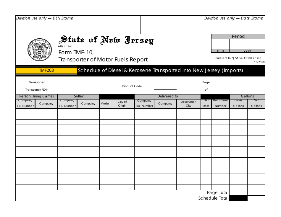 Form TMF-10 Transporter of Motor Fuels Report - New Jersey, Page 8