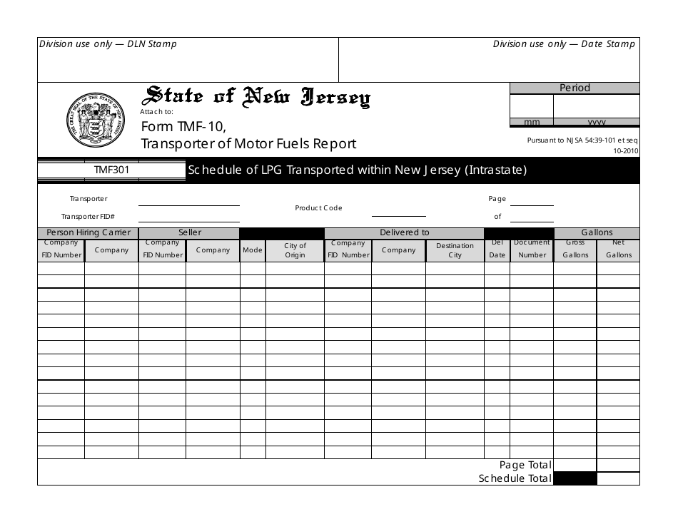 Form TMF-10 Transporter of Motor Fuels Report - New Jersey, Page 9