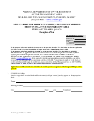Document preview: Form 45-476 Application for Notice of an Irrigation Grandfathered Right in an Active Management Area Pursuant to a.r.s. 45-476 - Douglas Ama - Arizona