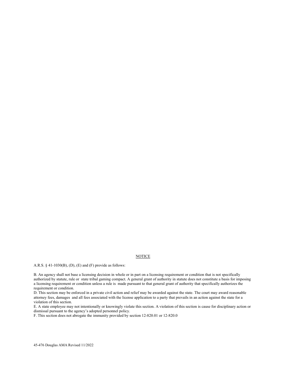 Form 45-476 Application for Notice of an Irrigation Grandfathered Right in an Active Management Area Pursuant to a.r.s. 45-476 - Douglas Ama - Arizona, Page 6
