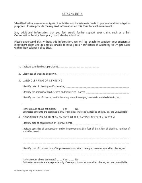 Form 45-437 Attachment A  Printable Pdf