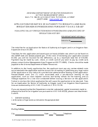 Form 45-437 Application for Notice of Authority to Irrigate Land in an Irrigation Non-expansion Area Pursuant to a.r.s. 45-437 - Hualapai Valley Irrigation Non-expansion Area (Ina) Record of Irrigation History - Arizona
