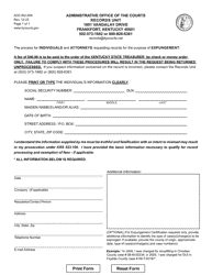 Document preview: Form AOC-RU-009 Expungement Certification Request - Kentucky
