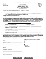 Document preview: Formulario AOC-RU-004 Records Check Request - Kentucky (Spanish)