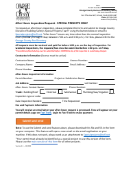 Document preview: After Hours Inspection Request - Special Projects Only - Orange County, Florida