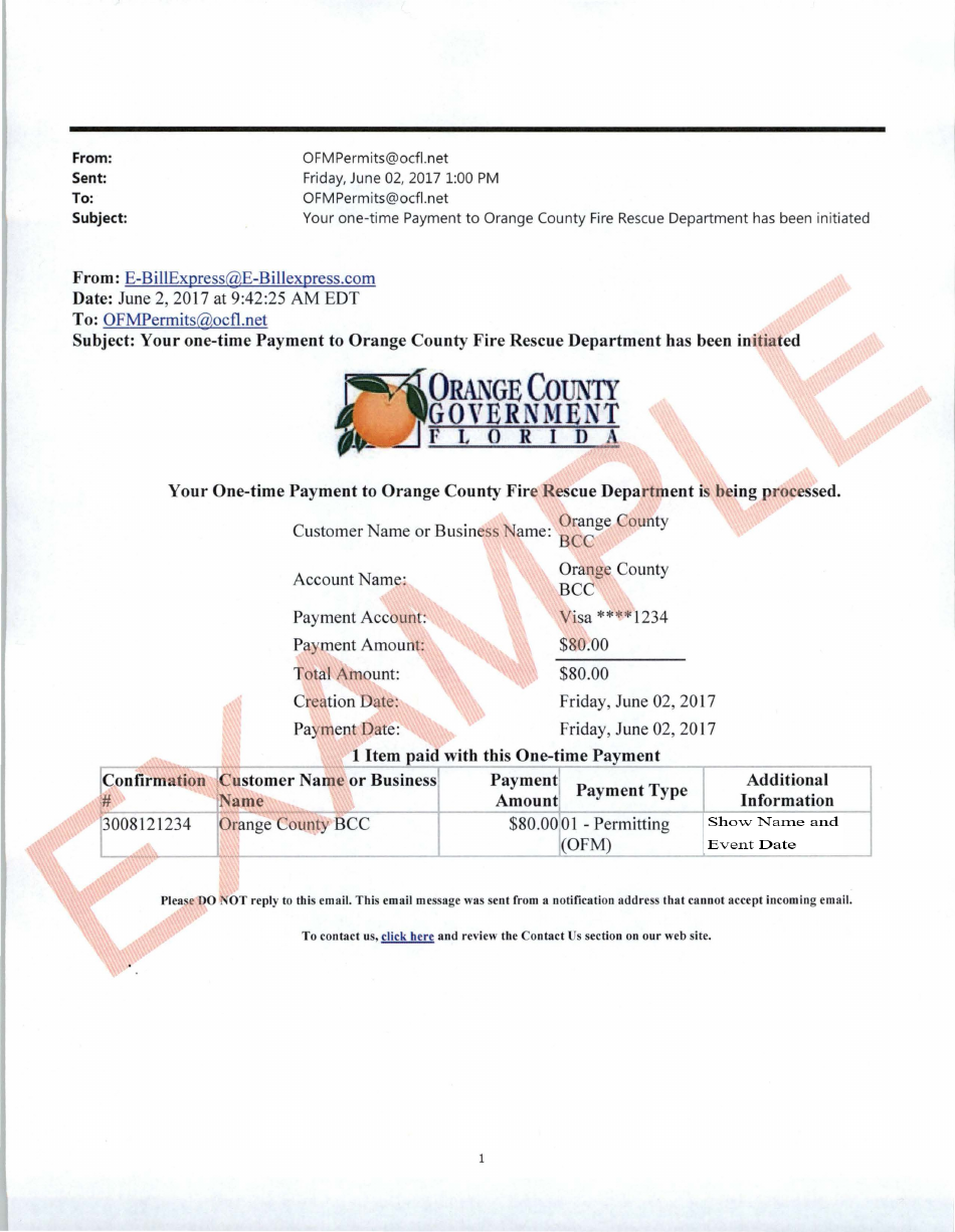 Orange County, Florida Pyrotechnics/Open Flame Permit Application