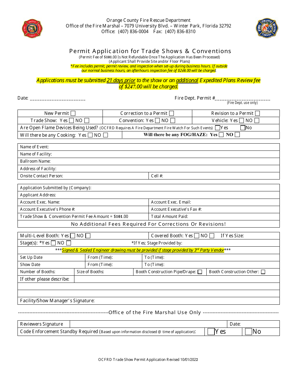 Permit Application for Trade Shows  Conventions - Orange County, Florida, Page 7