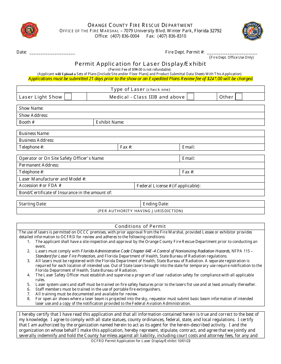Permit Application for Laser Display / Exhibit - Orange County, Florida, Page 4