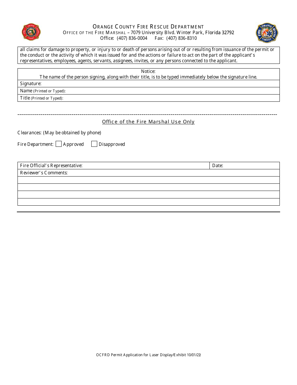 Permit Application for Laser Display / Exhibit - Orange County, Florida, Page 5