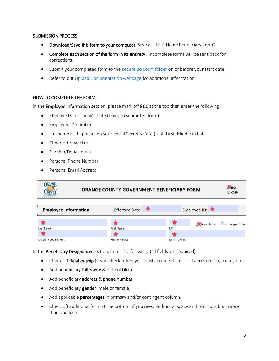 Form 51-101 Life Insurance Beneficiary Form - Orange County, Florida, Page 2