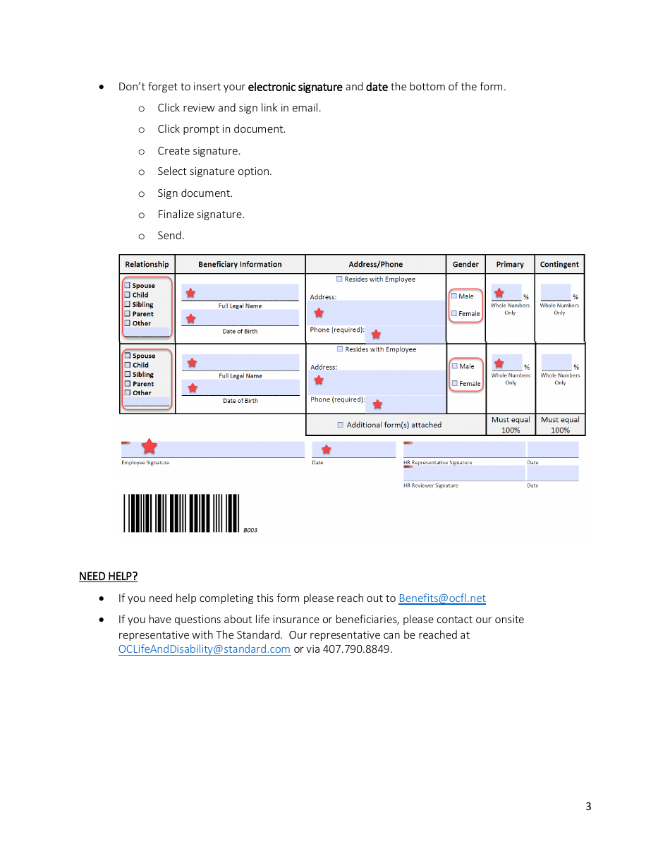 Form 51-101 Life Insurance Beneficiary Form - Orange County, Florida, Page 3