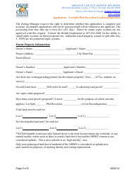 Document preview: Application - Lot Split/Plat Reversion/Lot Reconfiguration - Orange County, Florida