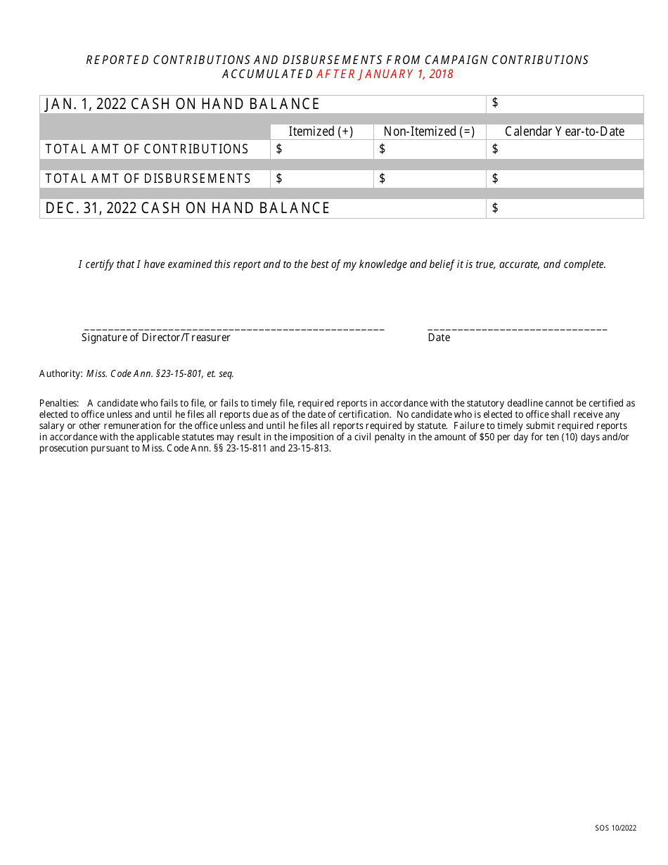 Annual Report for Candidate - Mississippi, Page 2