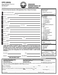 Commercial Pesticide Operator (Cpo) Application Form - Oregon