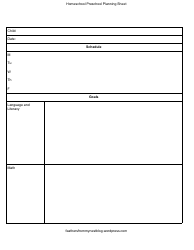 Homeschool Preschool Planning Sheet Template