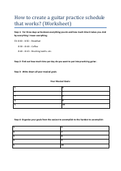 Document preview: Creating Guitar Practice Schedule Worksheet Template
