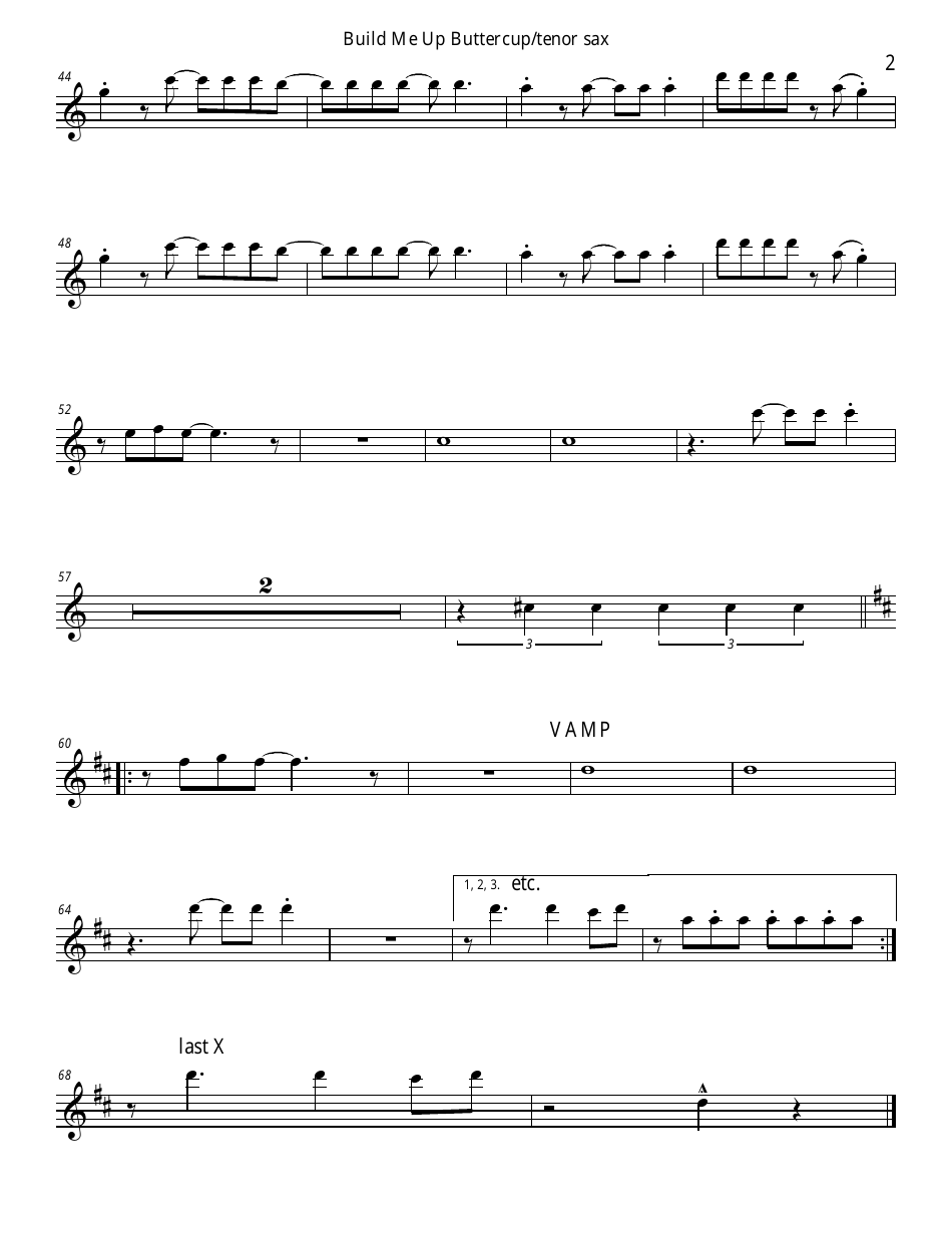 The Foundations - Build Me up Buttercup Tenor Sax Sheet Music, Page 2