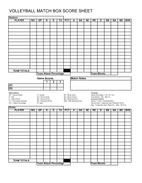 Pdf Printable Volleyball Stat Sheets Printable Word Searches