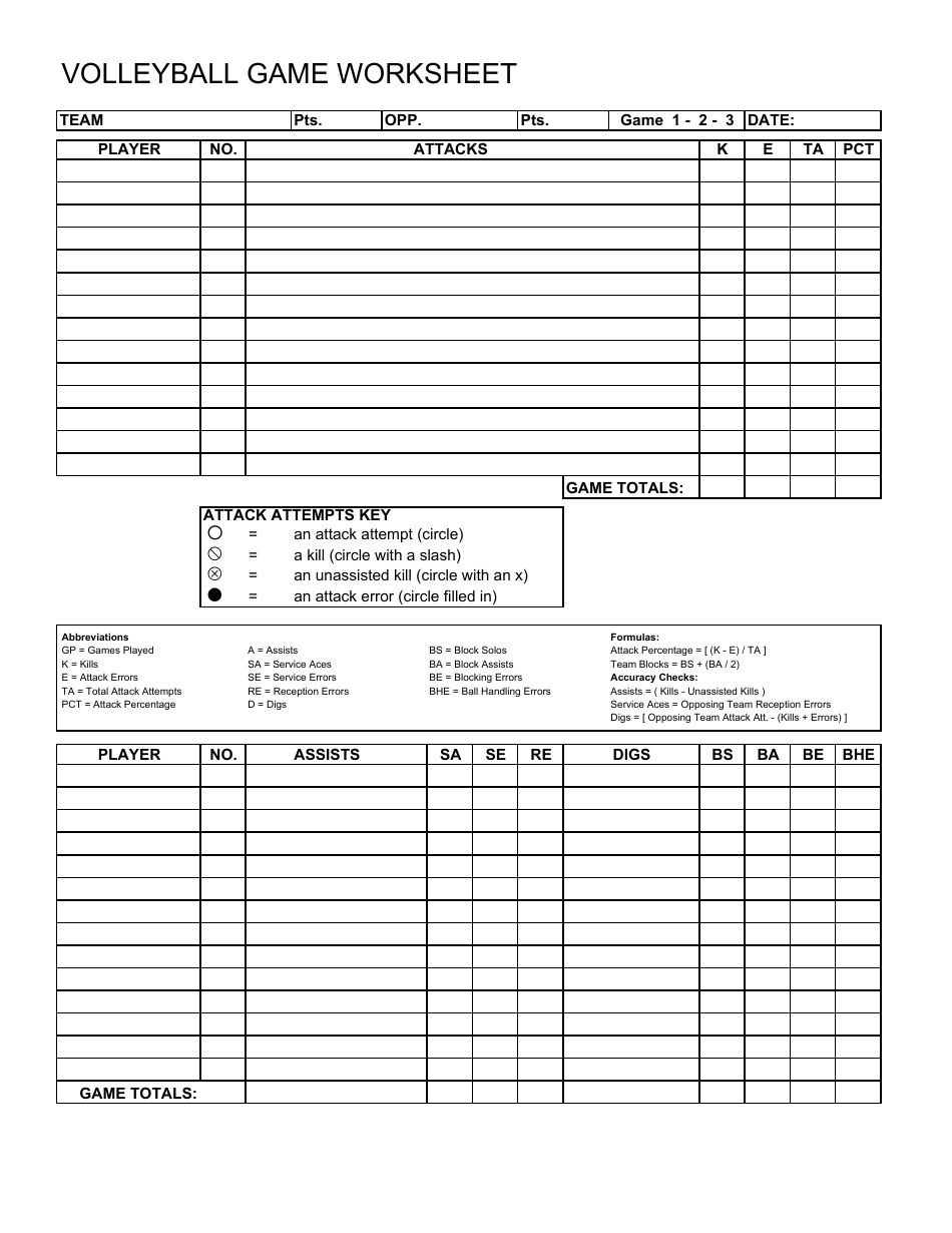 Volleyball Match Box Score Sheet Template Download Printable PDF ...