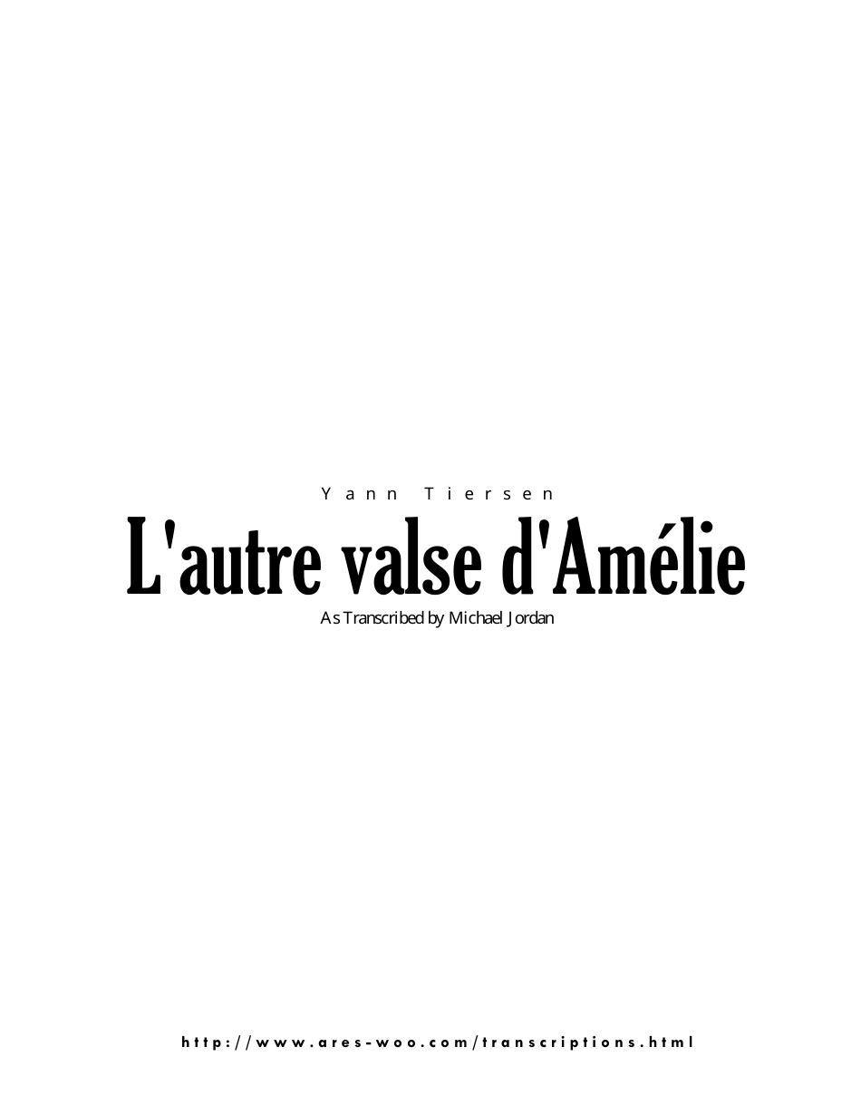 Yann Tiersen L'autre Valse D'amelie Piano Sheet Music Preview Image