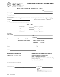 Document preview: Form MP-05 Application for Mining License - Iowa