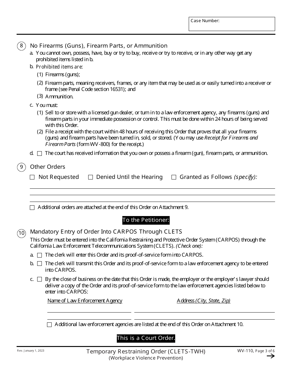 Form WV-110 Download Fillable PDF or Fill Online Temporary Restraining ...