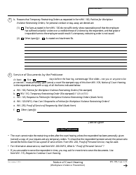 Form WV-109 Notice of Court Hearing (Workplace Violence Prevention) - California, Page 2