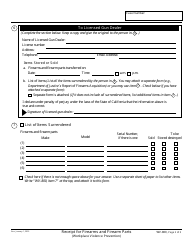 Form WV-800 Receipt for Firearms and Firearm Parts (Workplace Violence Prevention) - California, Page 2