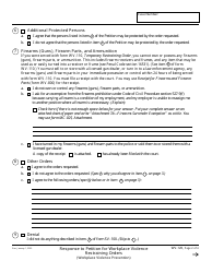 Form WV-120 Response to Petition for Workplace Violence Restraining Orders (Workplace Violence Prevention) - California, Page 2
