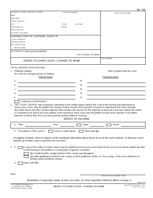 Form NC-120  Printable Pdf