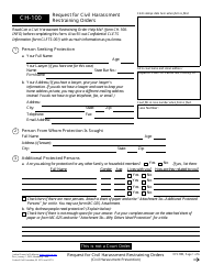 Document preview: Form CH-100 Request for Civil Harassment Restraining Orders - California