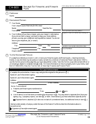Document preview: Form CH-800 Receipt for Firearms and Firearm Parts - California