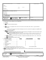 Document preview: Form CIV-100 Request for Entry of Default (Application to Enter Default) - California