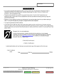 Form EA-109 Notice of Court Hearing - California, Page 3