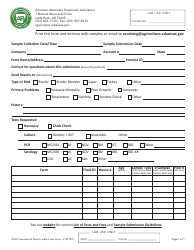 Document preview: Avdl Commercial Poultry Submission Form - Arkansas