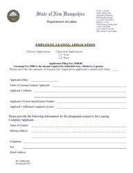 Document preview: Employee Leasing Application - New Hampshire