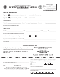 Document preview: Form WR-0547 Importation Permit Application - Tennessee