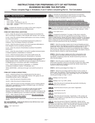 Instructions for Form KBR-1040 Business Tax Return - City of Kettering, Ohio